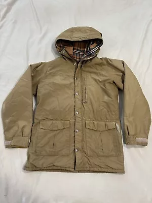 Vintage Field & Stream Jacket Gordon Ferguson Plaid Lining Hooded Coat Sz Small • $34.97