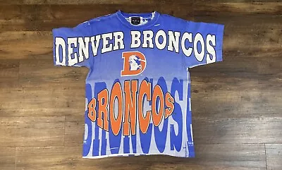 Vintage Magic Johnson Ts 1994 Denver Broncos Allover Print NFL T Shirt Size L • $134.99