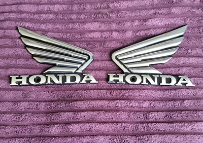 £3.75 • Buy Siver Wings Badge Set Motorbike Motorcycle Tank Sticker Honda Bike Emblem X2