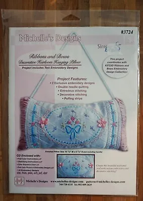 Michelle's Designs Ribbons & Bows Hanging Pillow Embroidery Design CD #3724 • $24