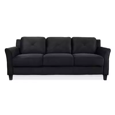 Lifestyle Solutions Tuxedo Sofa 31.5  Wood Frame Flared Arms Microfiber Black • $323.97