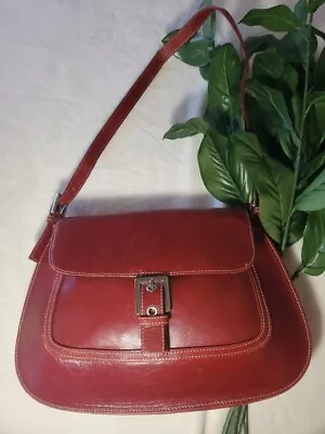 A.Giannetti Red Wine Genuine Leather Satchel Purse Shoulder Bag Is Lovely  • £37.88