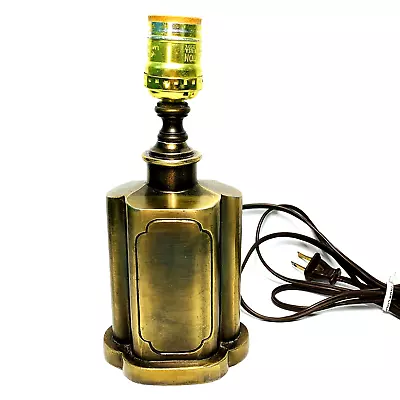 BRASS TEA CANISTER TABLE LAMP Chinoiserie Caddy Asian Solid Heavy Duty Vintage • $95