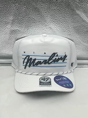 Miami Marlins MLB '47 Brand White Script Hitch Rope Adjustable Snapback Hat • $38