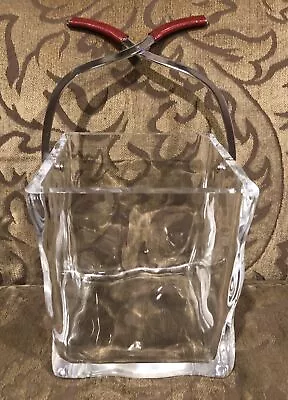 Vintage MCM 1960s Lucite Chrome Ice Cube Block With Tong Handle Ice Bucket RARE • $49.95