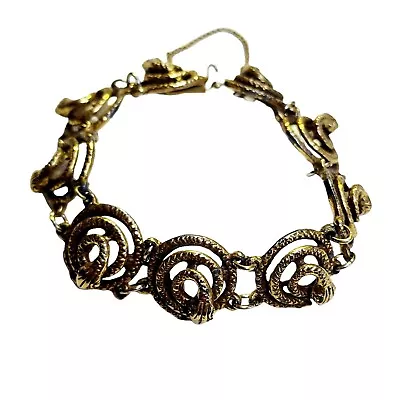 Vintage Burnished Gold Tone Coiled Snake Bracelet (A4190) • $54