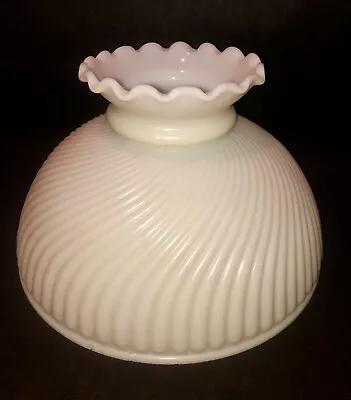 Vintage GWTW 10  Fitter White Swirl Hurricane Oil Or Electric Glass Lamp Shade • $40.75