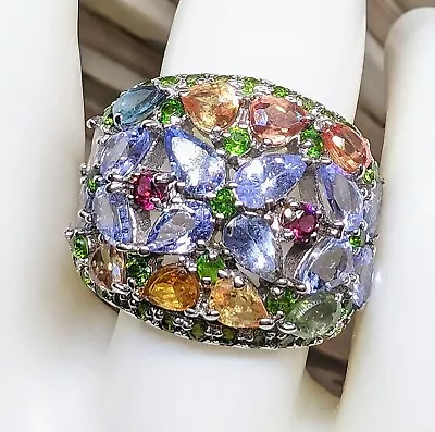 Sterling Silver Multigem Tanzanite Tourmaline Tsavorite Ring • $70