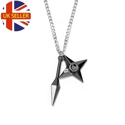 Anime Naruto Necklace Sasuke Shuriken Kunai Metal Chain Necklace Pendant Gift • £4.99