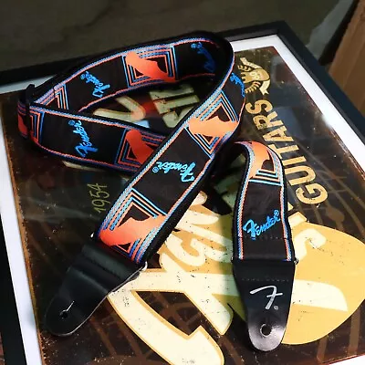 Fender Premium Neon Monogrammed Daphne Blue Orange Guitar Strap • $14.99