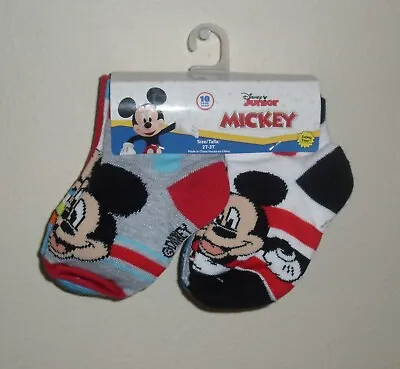 Disney Mickey Mouse Toddler Socks Boys 2T 3T Safety Toes 10 Pack NWT • $12.85