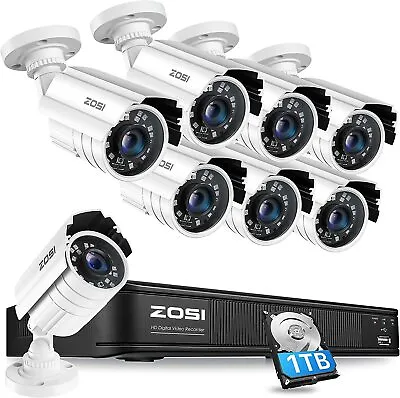 ZOSI H.265+ 8CH 5MP Lite DVR 2MP Bullet Home CCTV Camera System Night Vision 1TB • $219.99