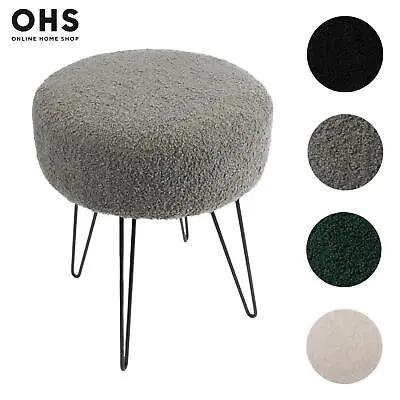 Stool Boucle Fleece Chair Dressing Table Vanity Seat Pouffe Home Spa Foot Rest • £19.99