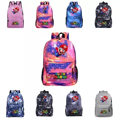 £3.26 • Buy Kids Super Mario Backpack School Bag Casual Bookbag Travel Rucksack Gifts