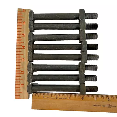 8 Vintage Nos Square Head Machine Bolts And Square Nuts 1/2  Dia X 5  Length • $19.47