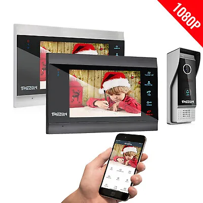 TMEZON 1080P Wireless WIFI Video Doorbell Door Phone Intercom 1/2x 7inch Monitor • $95.99