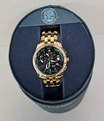 Citizen Watch Eco-Drive 8700 Calibre Diamond Gold & Black Calibrated + New Cap • $379.95