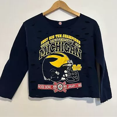 Michigan Vintage 1989 Rose Bowl Snipped & Styled By Remlub Distressed Sweatshirt • $38