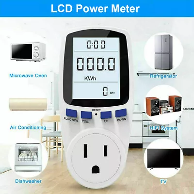 LCD Power Watt Meter Plug Consumption Electricity Usage Energy Amps Volt Monitor • $11.99