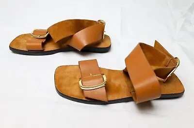 $26.99 • Buy ZARA Women's Ankle Wrap Strappy Flat Sandals CB7 Brown Size US:8 EUR:39