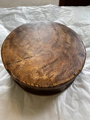 Antique Indian Wooden Round Spice Box W/Attached Lid • $125.99