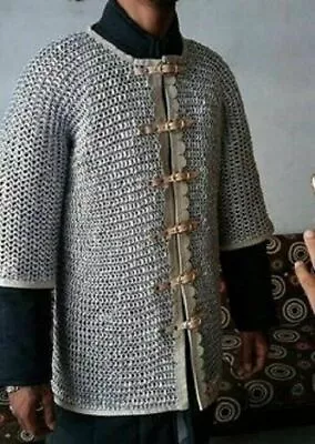 Aluminium Chainmail Shirt Riveted Chain Mail Haubergeon Large Size Reenactment • £164.48