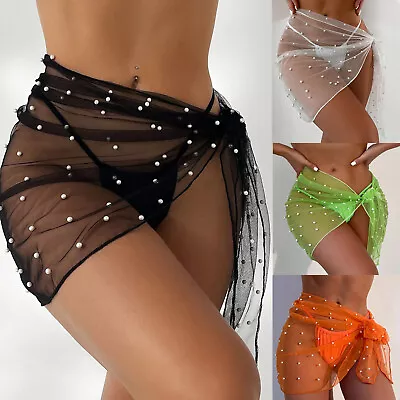 £2.99 • Buy Women Sarong Beach Cover Up Mini Long Sheer Chiffon Swimwear Wrap Bikini Skirt