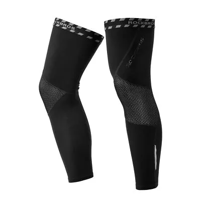 ROCKBROS Winter Fleece Warm Riding Sports Windproof Leg Warmers Black Leg Covers • $18.50