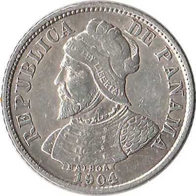 1904 Panama 5 Centesimos Silver Coin Balboa KM#2 • $27.55