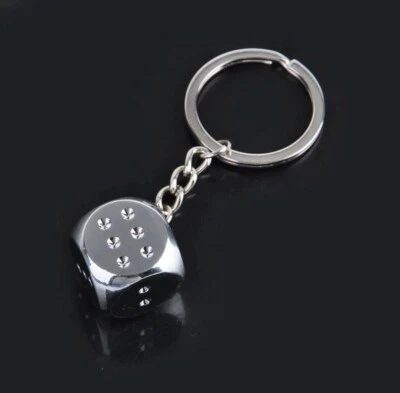 3D Chrome Alloy Lucky Dice Novelty Keyring. Brand New With Free P&P • £3.49