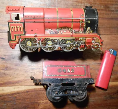 Old Toy Clockwork Tin Train & Carriage Flying Scot Clockwork Good No Key 1960s • $40