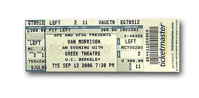 Van Morrison Authentic 2006 Original Concert Ticket 09/12/06 • $38.21