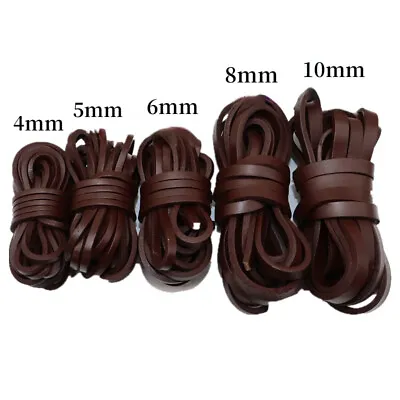 5M Cowhide Rope Flat Genuine Leather Jewelry Cord Strand DIY Craft 4/5/6/8/10mm • $14.07