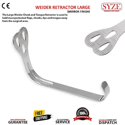 SYZE New Surgical Cheek Weider Tongue Retractor Large Mirror Finish Dental Tool • £9.30