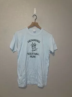 1980s Vintage Henning Festival Run MN Minnesota Running Blue Shirt 80s VTG M Med • $30