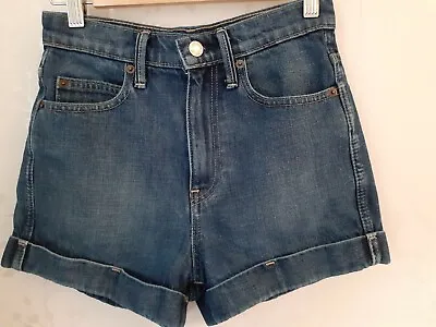 Ladies Gap Waist Size 24 Denim Shorts High Rise Hem Blue • $9.95