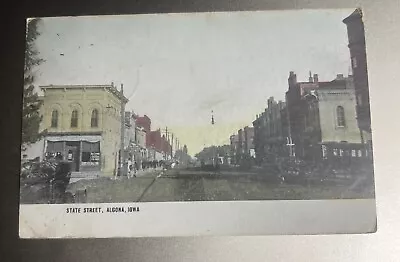 State Street Algona Iowa IA  C1910 Postcard Bank Cars Posted To Moweaqua IL • $8.55