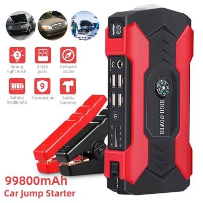 $72.99 • Buy 99800mAh Portable Car Jump Starter Booster 12V Battery Charger Power Bank 4 USB