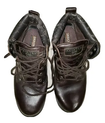 SKETCHERS Boots Men's 13 Genuine Leather Dark Brown Very Good Condition  • $19.90