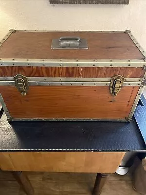 Vintage Solid Wood Tackle Box With Inserts- Reclaimed Hardware - Treasure Chest • $20.99