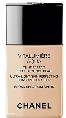 CHANEL VITALUMIERE AQUA ULTRA-LIGHT SUNSCREEN MAKEUP  SPF 15 30 BEIGE NIB 1 Oz • $48.59