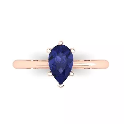 1.0 Ct Pear Cut Designer Statement Bridal Classic Tanzanite Ring 14k Pink Gold • £218.21