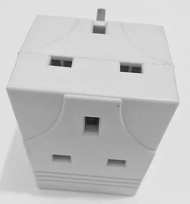 3 Way Mains Socket Adaptor Multi Plug Fused Adapter Uk Three Way 240v 13a P&p • £5.99