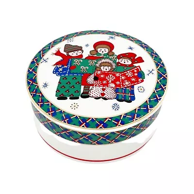 Mikasa YULE CHEER Round Covered Trinket Jewelry Box Candy Dish Christmas Japan • $9.98