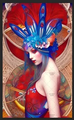 Stunning Art Deco Girl Floral Print By Ziola Signed 11x17 Pop Art Surrealism • £17.15