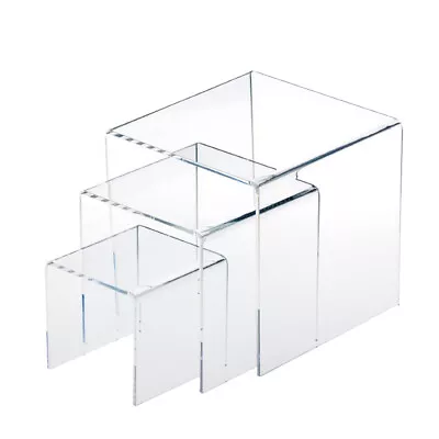 $11.36 • Buy  3 Clear Acrylic Risers Display Stands Showcase For Makeup Jewelry