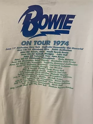 David Bowie T-Shirt Adult Large 1974 Concert Tour Diamond Dogs White Long Sleeve • $17.99