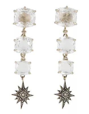 H. STERN 18K Gold Quartz & Diamond-Accented Moonlight Drop Earrings • $2999