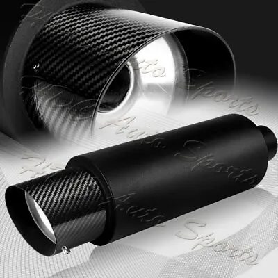 4  N1 Carbon Fiber Slant Tip Black Stainless Weld-On Exhaust Muffler 2.5  Inlet • $39.99