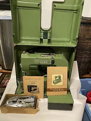 Vintage ELNA GRASSHOPPER SEWING MACHINE-SWITZERLAND W/ Case Books  • $400